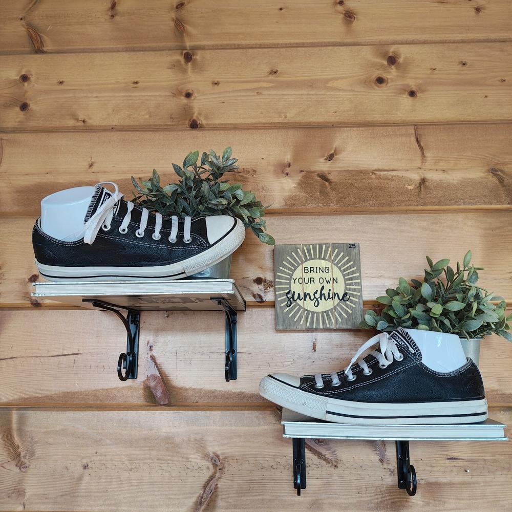 Converse 107348 Chuck Taylor All Star Pebble Leather Ox Shoes Black Low 7/M 9/W
